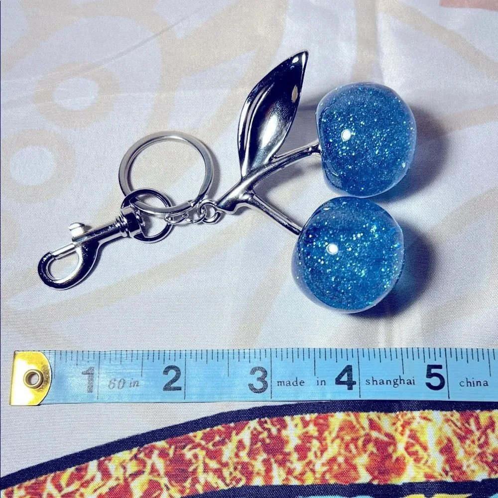 Sparkling Blue Cherry Keychain